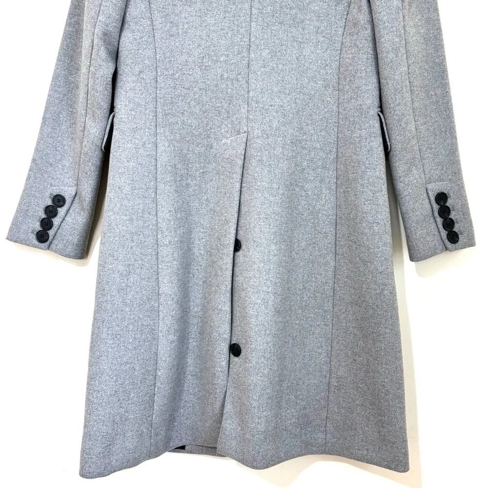 Mango MNG heather gray wool blend one button business classic tailored pea coat